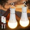 Kimjo Lampadina Ricaricabile E27 con Telecomando - Lampadina Batteria 3 Colore Dimmerabile 7W USB-C - Senza Fili Controllo dei Pulsanti per Campeggio Come Illuminazione di Emergenza 2 Pezzo