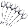 Newellsail 6 Pezzi Forchetta Cucchiaio in Acciaio Inox 2 in 1 Forchette da Dessert 7,3 Pollici Manico Lungo Forchette da Insalata per Casa Campeggio Viaggio (Argento)