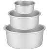 Auddemg Set di 3 Tortiera rotonda per torta (Ø 10/15/20 cm), Professionale Teglia da forno per torte in alluminio anodizzato con fondo rimovibile, Argento