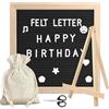 Tbintul Feltro Letter Board, Bacheca in feltro, 25 x 25 cm, con 340 lettere, cornice in legno, per annunci di bambini, pietre miliari, decorazione per ufficio, cartello con password (Nero)