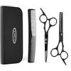 ECENCE Set da taglio con forbici parrucchiere professionali in acciaio inox con astuccio - forbici capelli, forbici per sfoltire e pettine - forbici barbiere