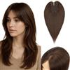 S-noilite Topper Capelli per Donne, 35g Capelli Frangetta Laterale, Senza Frangia Fermaglio per Capello per Diradati, Capello Toppers con Base Intrecciata a Mano, 30CM Marrone Scuro #2R