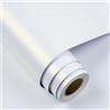 FunStick 40CM×6M Carta da Parati Adesivo Muro Cucina Bianco Effetto Acciaio Inox Spazzolato Rivestimento Piano Lavoro Cucina Top Pellicola Adesiva Bianca per Frigorifero Armadio Carta Adesiva Metallo
