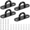 Swpeet 4 ganci M8 304 in acciaio inox nero ovale con viti e tasselli in plastica, kit assortito, ganci per hardware marino gancio a U per fissaggio