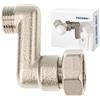 tecuro Raccordo a S per radiatore con compensazione di altezza 40 mm con Eurokonus, DN 15 (1/2) AG x DN 20 (3/4) dado di accoppiamento ottone nichelato, AGS-40