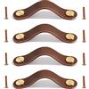 Yuaaoh Maniglie in Pelle per Mobili 4 Pezzi Pomelli in Pelle per Cassetti Maniglia Armadio Pelle Maniglia di Pelle per Cucina Armadietto del Bagno Armadi Comodino Armadio Comò 16.8cm(Marrone)
