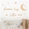 GOUYENG Adesivi Murali,15 Pezzi Adesivo da Parete,Decorazione da Parete,Dream Big Little One Star Moon Wall Stickers,Adesivi Decorativi per Mobili,per Parete Della Famiglia,Soggiorno,Camera da Letto