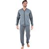 Leo Corsetteria Pigiama Lungo Uomo 100% Caldo Cotone Aperto Classico con Taschino e Polsini Grigio Taglia XXL