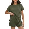 IWOLLENCE Tuta sportiva da donna, due pezzi, con elastico in vita e tasche, Grigio-verde, L