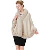 BEAUTELICATE Donna Poncho Mantella Maglia Invernale Stola Scialle in Pelliccia Sintetica Coprispalle Bolero Elegante per Sposa Matrimonio Festa,Beige