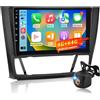 LORPHEIR Autoradio Android 4+64G per BMW Serie 1 E81 E82 E87 E88 2004-2012, Stereo Touchscreen 9 pollici 1280×720 con Wireless CarPlay & Android Auto, GPS WiFi Bluetooth, Audio DSP + Telecamera posteriore AHD