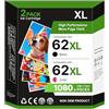 Glliter 62 XL 62XL Cartucce d'inchiostro Sostituzione per HP 62 Nero e Colore per ENVY 5540 5547 5640 7640 5644 5646 per Officejet 200 250 5740 5742 5744 (2-Pack)