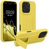 kwmobile 1x Custodia Compatibile con Apple iPhone 16 PRO - Cover Supporto Dita - Back Case per Smartphone - Protezione Gommata Giallo radiante