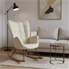 MEUBLE COSY Poltrona Relax, Sedia a Dondolo Confortevole in Tessuto con Gambe in Legno e Metallo per Soggiorno