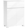 VASAGLE Armadietto da Bagno, Mobile da Bagno con Cassetto e Doppia Anta, Ripiano Regolabile, Mobiletto Multiuso per Corridoio Ingresso, 60 x 30 x 80 cm, Bianco BBK140W01