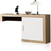 duehome | Salone modulare, modulo sotto ausiliario con 1 porta, composizione salotto per pezzi, modello Nuka, finitura bianca e cambria, dimensioni: 130 cm (lunghezza) x 29,7 cm (profondità) x 69 cm