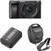 Sony Alpha 6400 Kit Mirrorless con Obiettivo SELP 16-50mm,Batteria NP-FW50 e Custodia LCS-AMB- Fotocamera APS-C 24.2MP,Video 4K HDR, S-Log2/3,HLG, Schermo Inclinabile,Set Completo per Foto e Vlogging