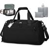 BAGZY Bagaglio a Mano 55x35x25 ITA Airways Klm Lufthansa Valigia 55x35x25 Air France Borsa da Viaggio 50L Borsoni da Viaggio Impermeabile Borsone da Weekend Sportiva Palestra Cabina Uomo Donna Nero