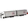 Herpa camion in miniatura Mercedes-Benz Actros autotreno jumbo telonato con carrello elevatore Wilkening, miniatura in scala 1:87, pezzo da collezione, Made in Germany, plastica