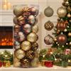 Valery Madelyn Set di ornamenti natalizi, 35 carati, 7 cm, in rame marrone e oro, infrangibili, decorazioni per albero di Natale, palline da appendere in bronzo bosco sfuso per decorazioni natalizie