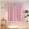 Natus Weaver, Tenda a 2 pannelli per finestra, in cotone, a quadri, lunghezza di 114,3 cm, con passante per asta, per cucina, soggiorno, camera da letto, cantina, rosa e bianco