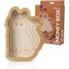 Fisura - Salvadanaio per bambini in legno a forma di gatto. Design trasparente per monete e banconote. Legno e metacrilato. Regalo educativo originale. 15 x 21 cm.
