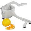 Relaxdays Spremiagrumi Manuale, con Setaccio e Contenitore, Beccuccio, Pressa Spremi Limoni e Lime, Alluminio, Grigio