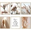 HoozGee Set di 6 stampe artistiche da parete con paesaggio naturale e piante, pittura su tela, minimalista, decorazione da parete, immagini con fiori secchi con canna, set di poster per soggiorno, camera da