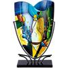 GILDE GLAS art Vaso decorativo in vetro su base in metallo, decorazione soggiorno, regalo per donne, compleanno, Natale, multicolore, altezza 47 cm