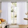 MYSTIC-HOME Sheer Curtains White 84 Inches Long, Window Treatments Rod Pocket Drapes for Living Room, Bedroom, Semi Crinkle Voile Extra Wide Curtains for Yard, Villa, Parlor, 108x 84,2 Pcs