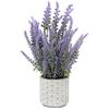 Briful Lavanda artificiale, fiori artificiali, fiori artificiali, lavanda in plastica floccata, vaso di cemento, per interni ed esterni, cucina, ufficio, decorazione da tavolo