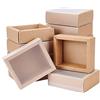 BENECREAT 12 Pack Scatole Regalo in Carta Kraft con Coperchio in PVC Satinato Scatola per Cassetti 10.5x8.5x4 cm per Biscotti Dolci e Caramelle Spuntini Diserbo Bomboniere Feste, Burlywood