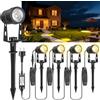 WOKWOYIO 4 Pezzi 14M 4-IN-1Luci da Giardino LED Faretto da Giardino Impermeabili IP67, Bianco Caldo 3000K 24V per Esterno Giardino