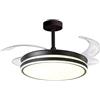 BEL AIR HOME - Ventilatore da soffitto ASGARD con motore DC e pale a scomparsa con luce LED 36 W (3000 K, 4000 K, 6500 K) con telecomando incluso (NERO)