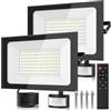 papasbox 2 Pezzi Faretto LED con Sensore 150W, 30000LM Luce Bianca Fredda 6500K, IP66 Impermeabile Proiettore Esterno con Telecomando per Giardino Garage