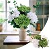 KP Home Bouquet di Finte Realistiche Ortensie con Finitura al Tocco Reale Grande 50cm - Set da 4 Fiori Verde, Bianco + 2 Rami di Eucalipto Esterno - Fiori Finti per Decorazioni Casa, Matrimonio, Feste