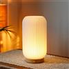 JHY DESIGN Lampada da comodino touch dimmerabile a 3 colori alta 23 cm da tavolo con comando a pulsante Lampada da comodino stampata in 3D con base in legno per camera da letto soggiorno