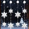 VEEKAY 4 Pezzi Lampada a Ventosa Per Natale,Luci per finestra a ventosa,12 fiocchi di neve LED Elementi Natalizi,Biancofreddo,Timer,Batteria,per la decorazione di Natale