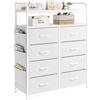 Mintnook Cassettiera in Tessuto, Cassettiera per Camera da Letto, 8 Cassetti in Tessuto, 4 Tasche Laterali, Credenza con Doppio Ripiano in Legno per Soggiorno, Ingresso, Camera da Letto, Bianco