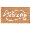 Comart - Zerbino Rio in Cocco con Scritte e Disegni Incisi - 40x70 cm - Tappeto Colorato per Ingresso Esterno e Interno - Asciugapassi Antiscivolo - Regalo Casa Nuova - Scritta Welcome Bianca
