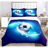 SHUAIG Copripiumino da Calcio,3D set di biancheria da letto per bambini con motivo di Calcio e copripiumino, per bambini, ragazzi, adolescenti. (stile 4, 135x200cm)