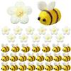 Dbuwqips 36 Pezzi Api Api Decorative Api Peluche Ape Decorativa in Peluche Fiore Bianco All'Uncinetto Ape Artigianale per le Decorazioni di Abbigliamento del Negozio di Artigianato Fai da Te