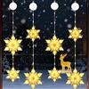 VEEKAY 4 Pezzi Lampada a Ventosa Per Natale,Luci per finestra a ventosa,12 fiocchi di neve LED Elementi Natalizi,Bianco caldo,Timer,Batteria,per la decorazione di Natale