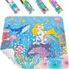 HITSLAM Quadrato Tappetino Doccia Antiscivolo Bambini, 53 x 53 cm Tappetino da Bagno, Tappeto Doccia con Ventose Resistenti e fori di Drenaggio, Morbido sotto i piedi, lavabile in lavatrice, Sirena