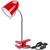 Aigostar Lampada da Lettura Vintage E27, Lampada con Pinza in Metallo Flessibile e Regolabile, Lampada da Scrivania con Clip con Spina, Cavo da 1,5 m con Interruttore, Rosso