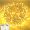 MUSUNIA Ghirlanda luminosa a batteria, per esterni, timer, 5 m, 50 LED | Catena luminosa impermeabile IP65, luce bianca calda, per interni, per Natale, camera da letto, feste, matrimoni (2 pezzi)