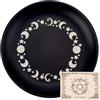 CREATCABIN Ciotola Offerte Stelle e Luna Piatto Rituale Altare Piatto Piatto in Acciaio Inossidabile Vassoio Rotondo Gioielli Piatto Tarocchi e Preghiera Porta Anelli Neri Ciondolo Carta 14cm