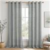 MRTREES Tende Lino Semitrasparenti per Interni Camera da Letto Soggiorno Moderne 2 Pezzi 140x260 cm Tenda per Salotto Eleganti con Occhielli Tende Cucina Porta Finestra, Verde Grigio