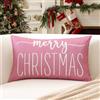 Artscope 1 Pezzi Merry Christmas Federe Cuscini di Natale Cuscino Decorativo in Lino Natalizi per la Decorazione Domestica Soggiorno Camera da Letto Divano 30x50cm (Rosa Bianco)