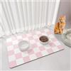 BLESWIN Tappetino Ciotole Cane, 61 x 40,5 CM, Tappetino Assorbente per Cibo per Cani, Tappetini a Scacchi per Ciotole per Gatti Facili da Pulire, Tappetino per Cani per Bevitori Disordinati, Rosa e Bianco